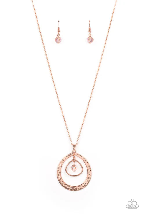 Tasteful Teardrops - Copper Paparazzi Necklace (PZ-4017)