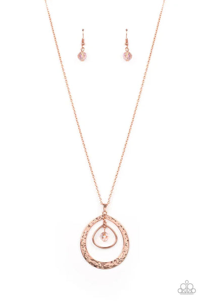 Tasteful Teardrops - Copper Paparazzi Necklace (PZ-4017)