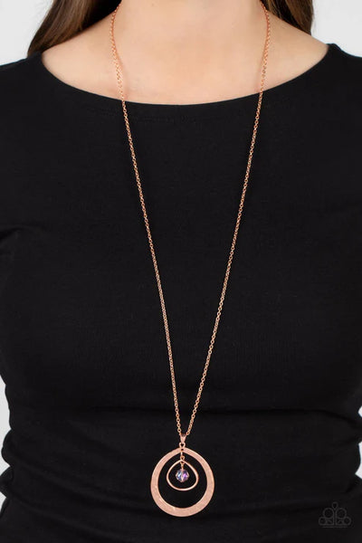 Tasteful Teardrops - Copper Paparazzi Necklace (PZ-4017)