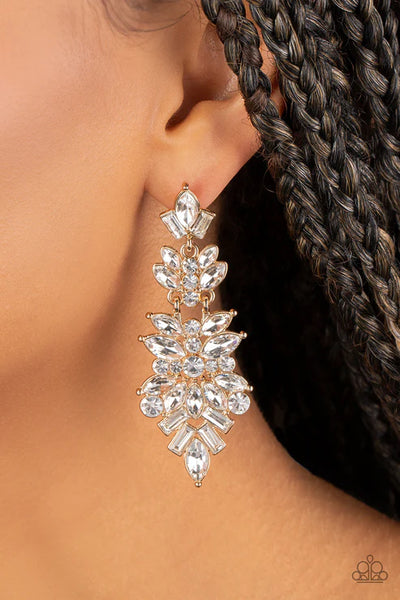 Frozen Fairytale - Gold Paparazzi Earrings (PZ-5747)
