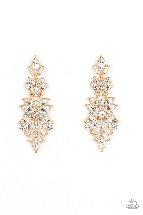 Frozen Fairytale - Gold Paparazzi Earrings (PZ-5747)