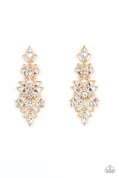Frozen Fairytale - Gold Paparazzi Earrings (PZ-5747)