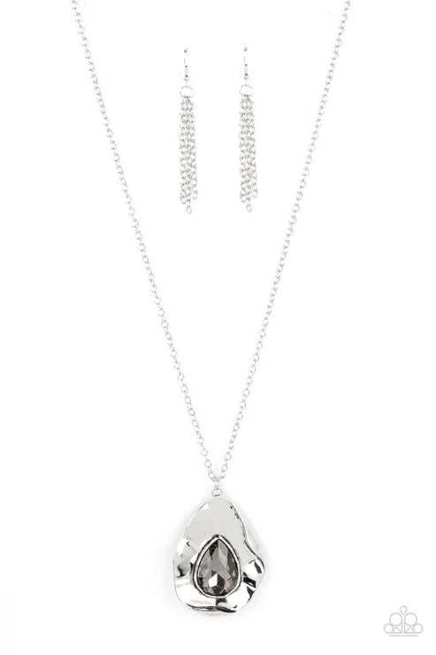 Surrealist Sparkle - Silver Paparazzi Necklace (PZ-277)