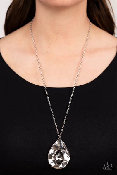 Surrealist Sparkle - Silver Paparazzi Necklace (PZ-277)