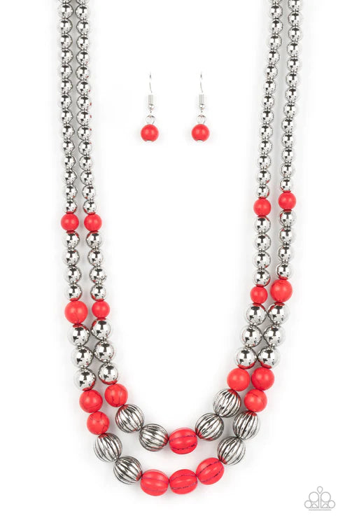 Country Road Trip - Red Paparazzi Necklace (S018)