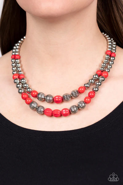 Country Road Trip - Red Paparazzi Necklace (S018)