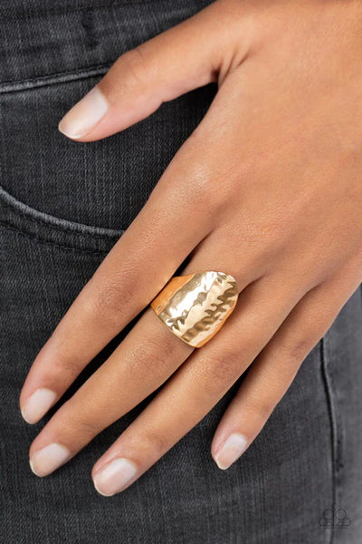 Basic Instincts - Gold Paparazzi  Ring