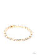 Rhinestone Spell - Gold Paparazzi Bracelet (PZ-5589)
