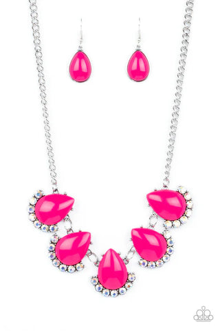 Ethereal Exaggerations - Pink Paparazzi Necklace (PZ-1309)
