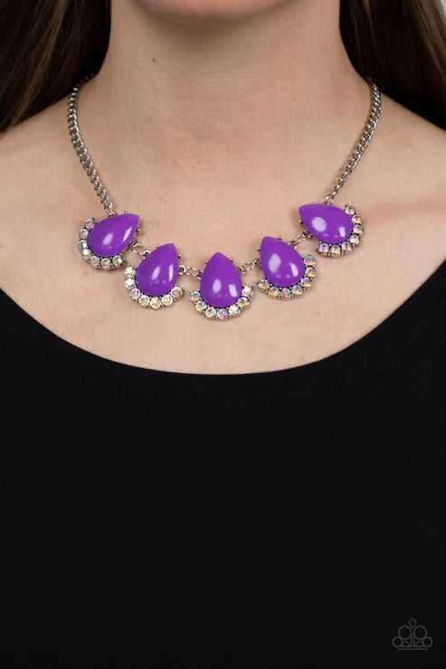 Ethereal Exaggerations - Purple Paparazzi Necklace (PZ-3798)