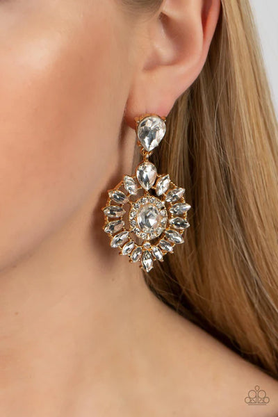 My Good LUXE Charm - Gold Paparazzi Post Earrings (PZ-4244)