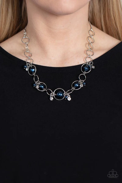 Think of the POSH-ibilities! - Blue Pearl Silver Short Necklace - Paparazzi (PZ-4733)