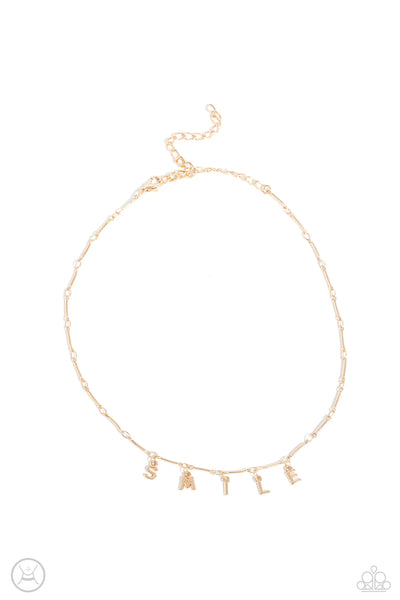 Say My Name - Gold Necklace - Paparazzi Accessories (PZ-5099)