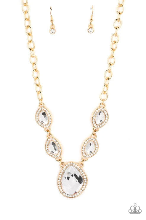 The Upper Echelon - Gold Paparazzi Necklace (PZ-5118)