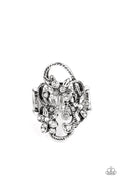 Flirtatiously Flowering - White Paparazzi Ring (T65)