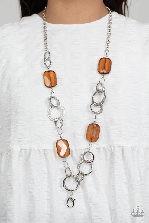 Stained Glass Glamour - Brown Paparazzi Lanyard (PZ-5245)