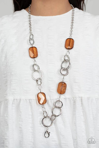 Stained Glass Glamour - Brown Paparazzi Lanyard (PZ-5245)