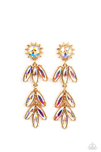 Space Age Sparkle - Gold Paparazzi Earrings (PZ-3499)
