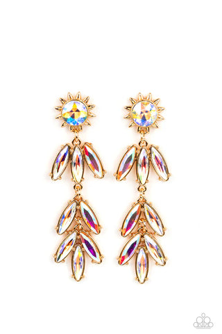 Space Age Sparkle - Gold Paparazzi Earrings (PZ-3499)