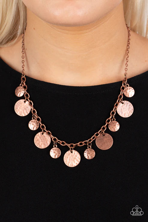 Model Medallions - Copper Paparazzi Necklace (PZ-178)