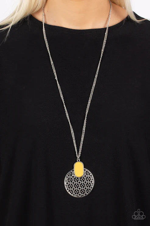 South Beach Beauty - Yellow Paparazzi Necklace (PZ-5417)
