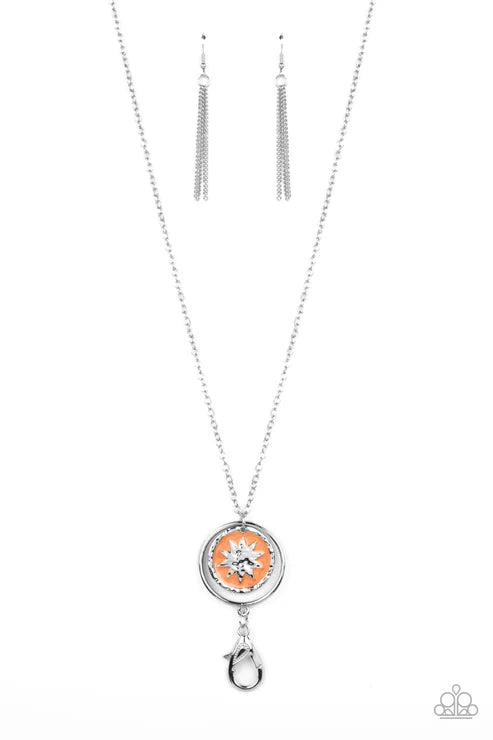 Cretian Crest - Orange Paparazzi Lanyard Necklace (PZ-2793)