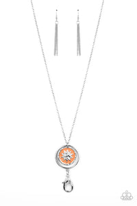 Cretian Crest - Orange Paparazzi Lanyard Necklace (PZ-2793)
