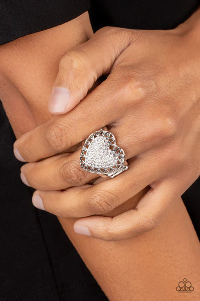 Romantic Escape - White Paparazzi Ring