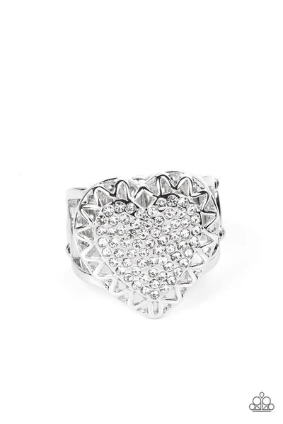 Romantic Escape - White Paparazzi Ring