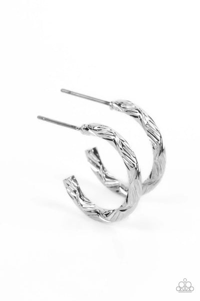 Triumphantly Textured - Silver Earrings - Paparazzi Accessories (PZ-5260)