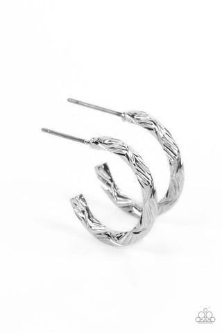 Triumphantly Textured - Silver Earrings - Paparazzi Accessories (PZ-5260)