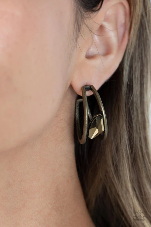 Unrefined Reverie - Brass Paparazzi Earrings (PZ-3769)