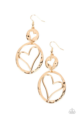 Enchanting Echo - Gold Paparazzi Earrings (PZ-4311)