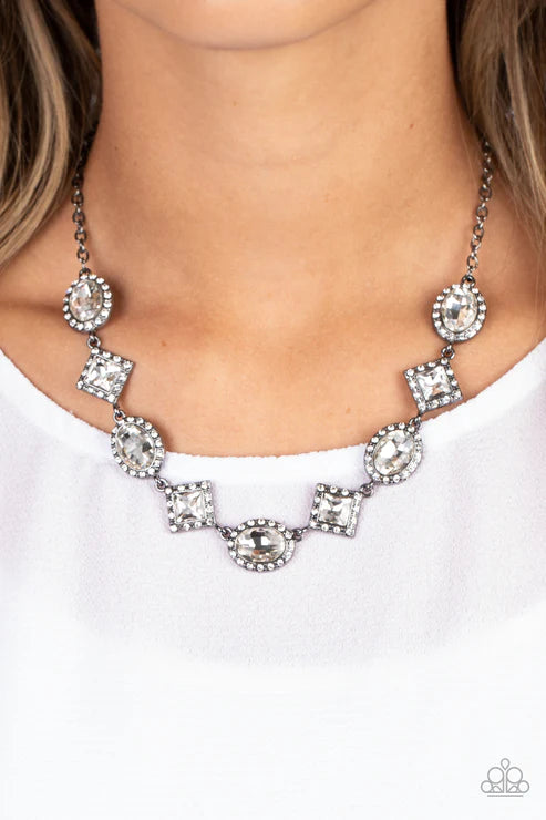 Diamond of the Season - Black Paparazzi Necklace (PZ-3716)
