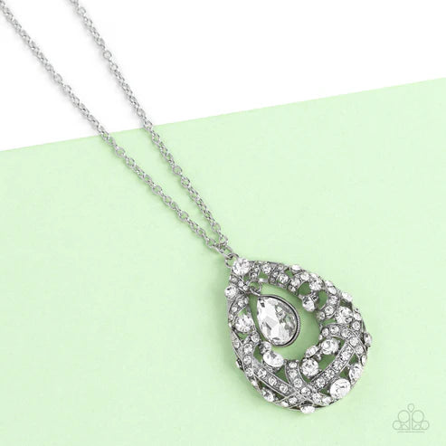 Glitz and GLOW - White Paparazzi Necklace (PZ-3933)