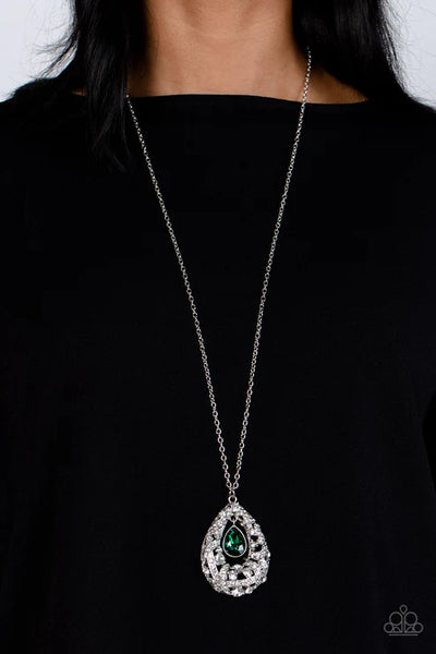 Glitz and GLOW - Green Paparazzi Necklace  (PZ-1284)