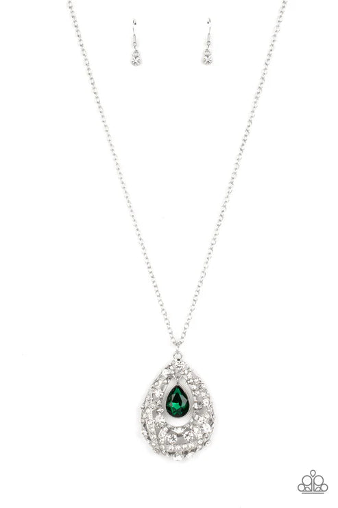 Glitz and GLOW - Green Paparazzi Necklace  (PZ-1284)