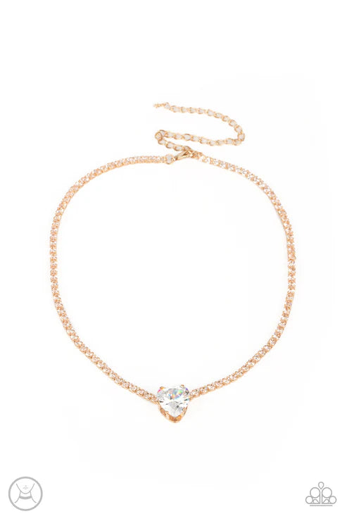 Flirty Fiancé - Gold Paparazzi Necklace