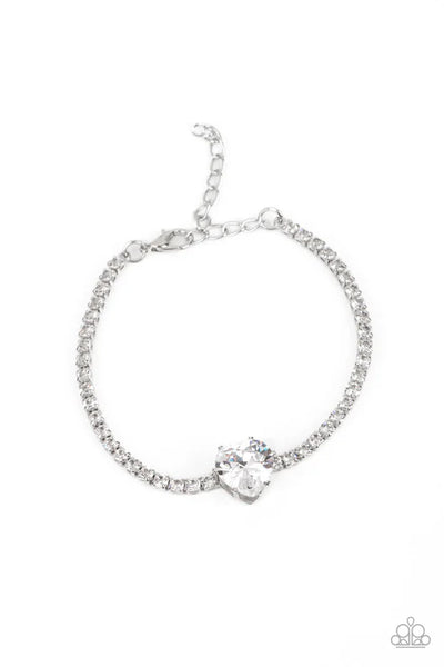 Bedazzled Beauty - White Paparazzi Bracelet (PZ-5030)