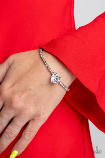 Bedazzled Beauty - White Paparazzi Bracelet (PZ-5030)