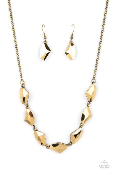 Raw Rapture - Brass Paparazzi Necklace (PZ-5143)