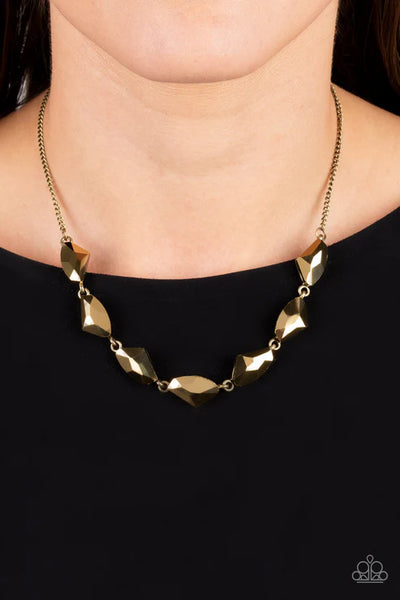 Raw Rapture - Brass Paparazzi Necklace (PZ-5143)