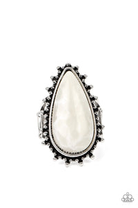 Down-to-Earth Essence - White Ring - Paparazzi Accessories (T49)