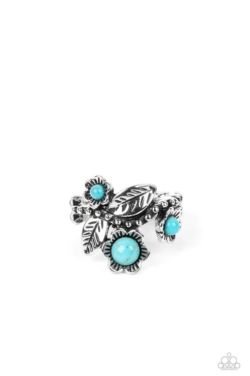 Wonderland Wildflower - Blue Paparazzi Ring (T59)