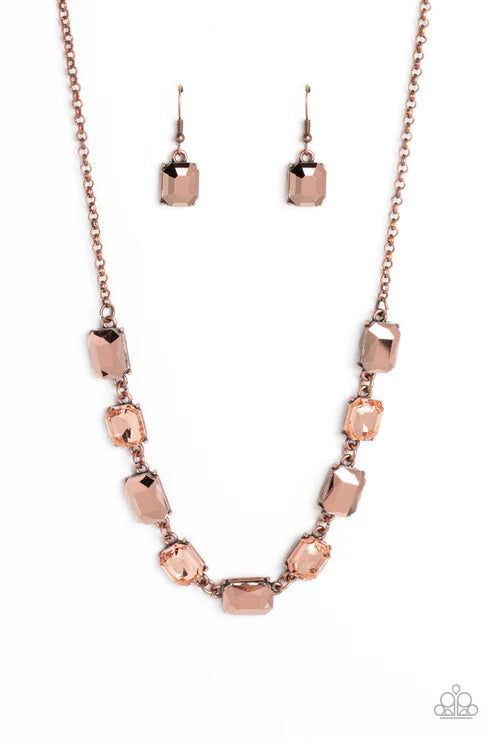 Emerald Envy - Copper Paparazzi Necklace (PZ-5469)