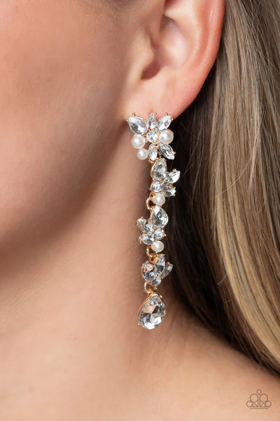 LIGHT at the Opera - Gold Paparazzi Post Earrings (PZ-5117)