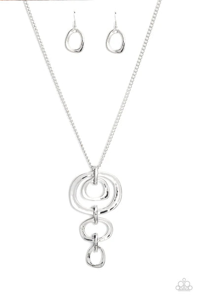 Tranquil Trickle - Silver Paparazzi Necklace  (PZ-5001)