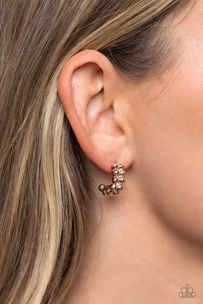 Bubbling Beauty - Rose Gold Paparazzi Earrings (PZ-3408)