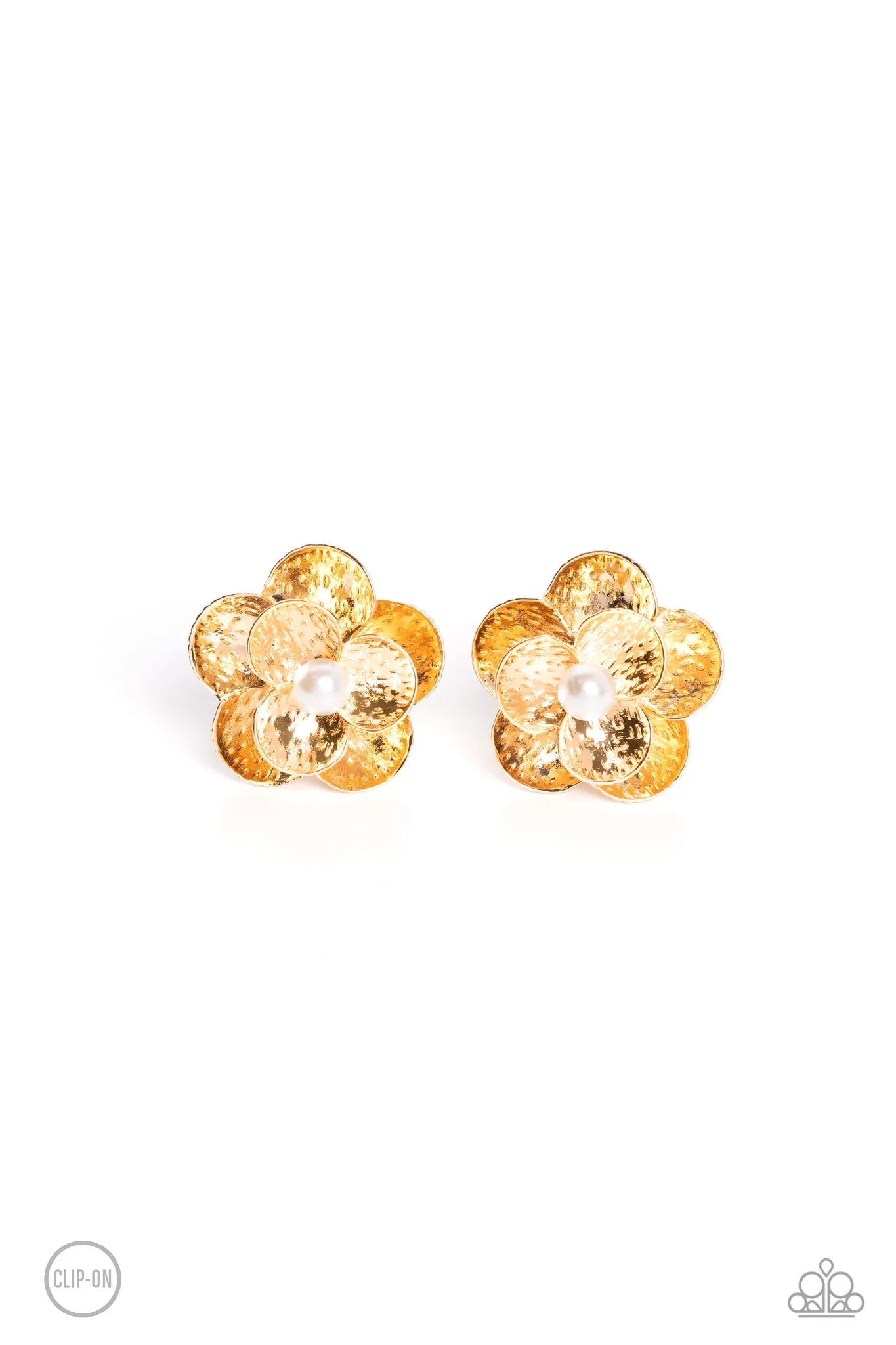 Miami Magic - Gold Clip-On Earrings - Paparazzi Accessories (PZ-159)