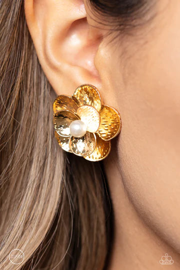 Miami Magic - Gold Clip-On Earrings - Paparazzi Accessories (PZ-159)